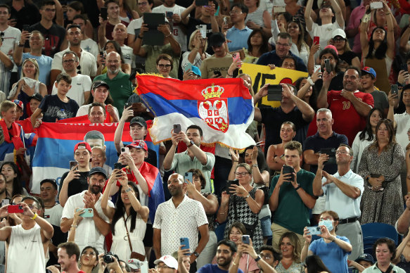 Serbian fans at Rod Laver Arena