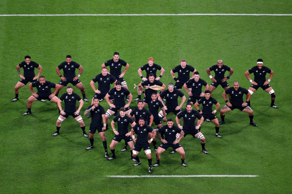 The play features the Haka, as performed by the New Zealand rugby team.