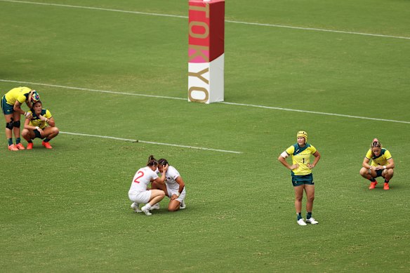 Contrasting emotions at full-time for the USA and Australia.