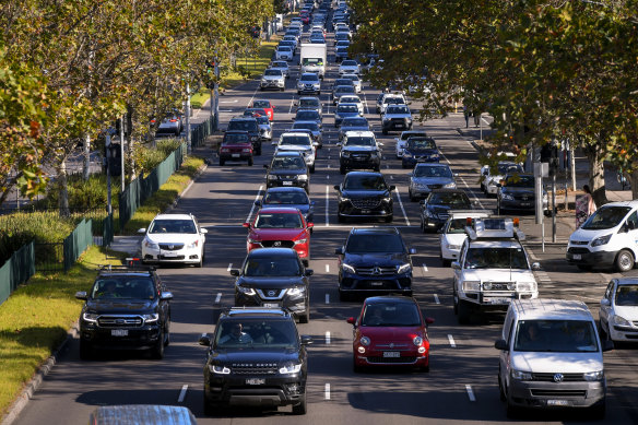 Peak-hour traffic on Punt Road. 