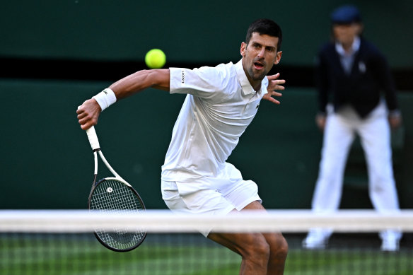 Novak Djokovic in action during his second round match against Australia’s Jordan Thompson.