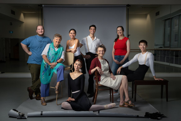 Subscribers meet dancers from The Australian Ballet. From left, Tyler Bindloss, Yvonne Noble, Belle Urwin, Larissa Kiyoto-Ward, Jake Mangakhia, Carmel Brown, Veronica Corrigan and Lucien Xu.