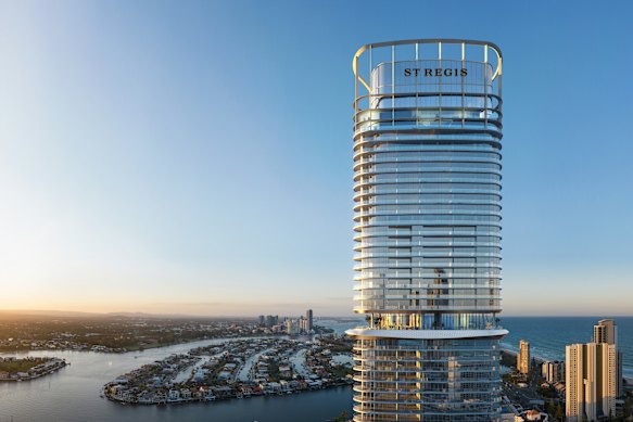 An artist’s render of Gurner’s $1.75 billion La Pélago resort in Surfers Paradise; Gurner says its penthouse has been sold off-the-plan for $40 million.