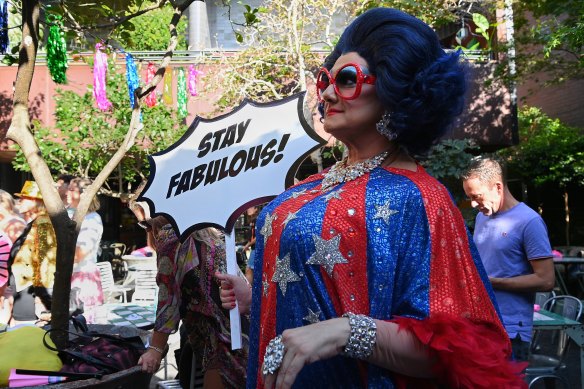 The Fabulous Wonder Mama, pictured in Surry Hills on Friday. This year’s parade them is “free to be”. 
