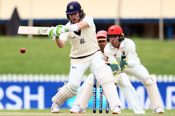 Will Pucovski of Victoria bats during day two of the Sheffield Shield match between South Australia and Victoria in October.