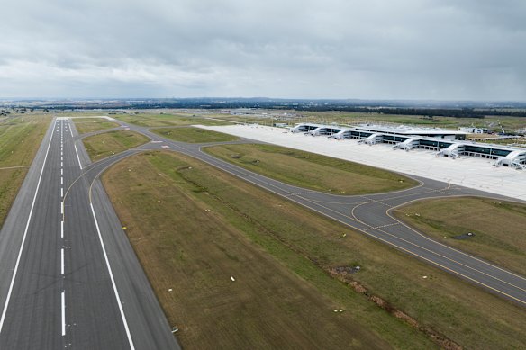 The completed 3.7-kilometre runway and terminal.