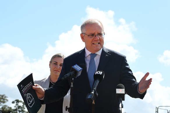 Scott Morrison talking to media on Thursday.