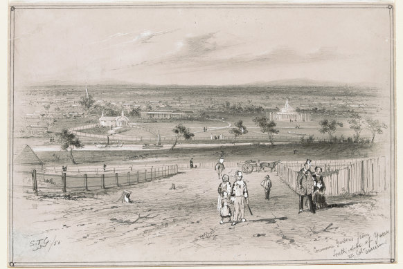 Cremorne Gardens as drawn in 1855 by artist S. T. Gill.