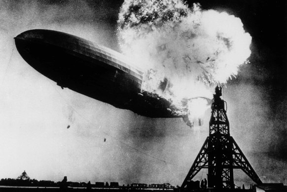 The Hindenburg disaster on May 6, 1937, in Lakehurst. 