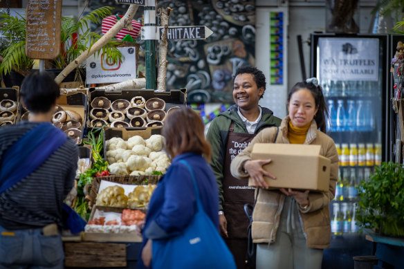 Customers at the Prahran market this week. 