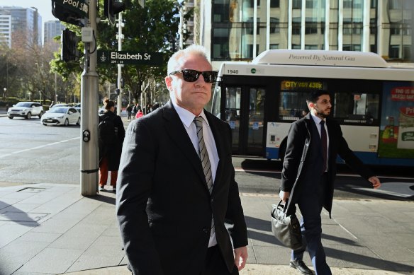 Paul Kent arrives at Downing Centre Court earlier this month.