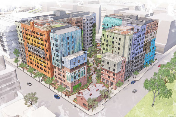 An artist’s impression of Parcel A at proposed Fitzroy Gasworks development.