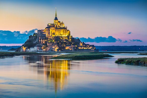 Twilight at Mont Saint-Michel.