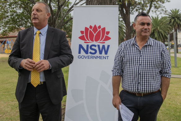 Deputy Premier John Barilaro (right) says Upper Hunter MP Michael Johnsen (left) must resign from Parliament immediately.