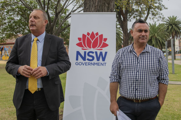 Upper Hunter MP Michael Johnsen (left) seen with Deputy Premier and leader of the Nationals John Barilaro, has taken leave from NSW Parliament.