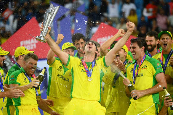 Australia celebrate their World Cup win in 2021.