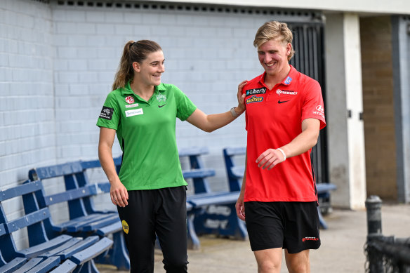 Annabel and Will Sutherland at Toorak Park, where they grew up playing cricket. 
