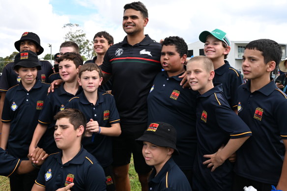 South Sydney Rabbitohs player Latrell Mitchell in Moree on Wednesday.