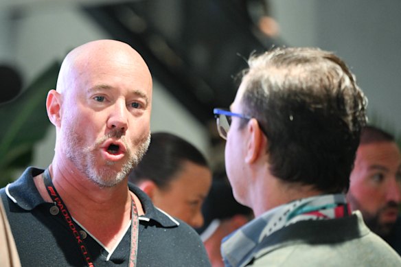 Luke Sayers chatting to CBD at the grand prix in March. 