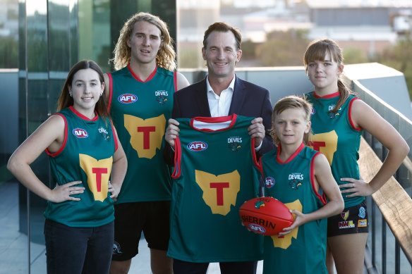 AFL chief Andrew Dillon launched the Tasmanian Devils in March this year.