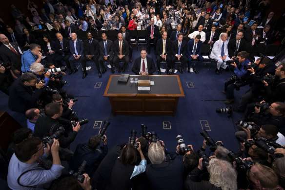 James B. Comey, the former director of the FBI, testifying before the Senate Intelligence Committee in 2017. 