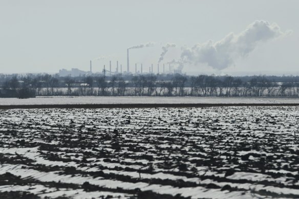 The Avdiyivka coke plant that was hit by Russian rockets. The coke plant is one of Europe’s largest.