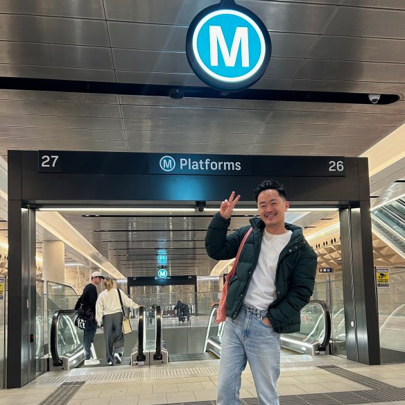 The author in front of Central Station’s world record-breaking escalator.