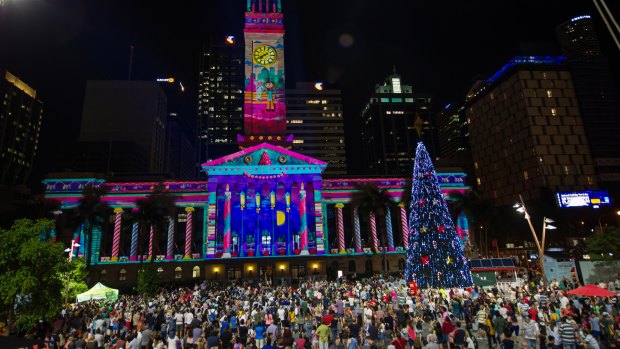 Brisbane City Hall 2017 Christmas lights display