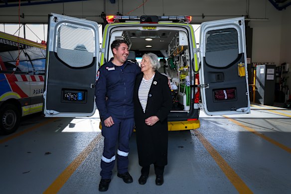 Patricia Kaye with Ambulance Team Leader Horace Vella. Kaye is the recipient of the OAM in the King's Birthday Honours, , for service to the community of Gisborne, including helping raise funds to open the town's first ambulance service in 1975.
