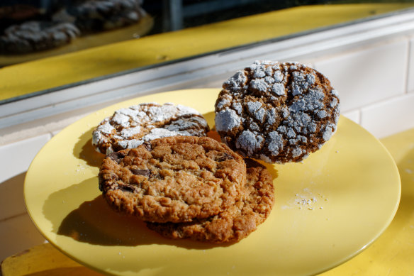 Choc chip and ginger molasses biscuits.