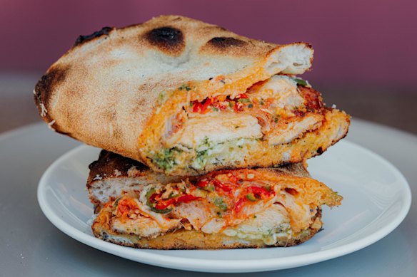 The spicy vodka chicken cotoletta panuozzo.