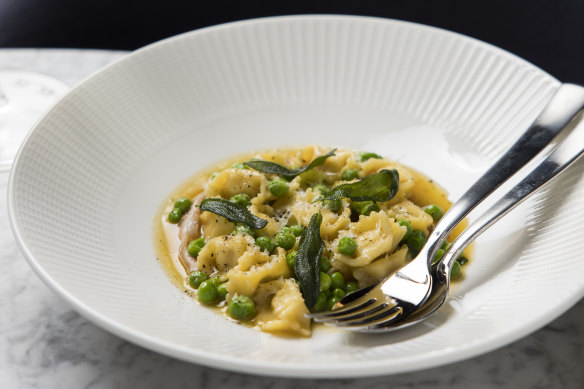 Go-to dish: Mortadella agnolotti with sage, brown butter and parmesan.