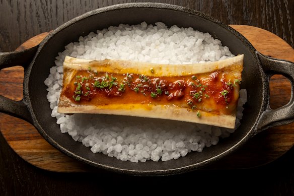 The generously portioned smoked bone marrow could have used a few more minutes under heat.