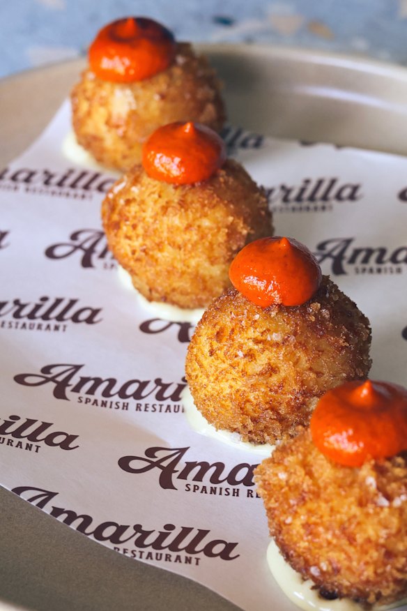 Cheese croquette with sobrasada. 