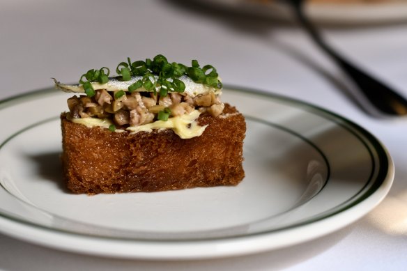 Anchovy toast at Sandro.