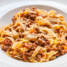 The real deal … tagliatelle alla ragu.