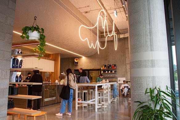Inside Rumble’s minimalist space.