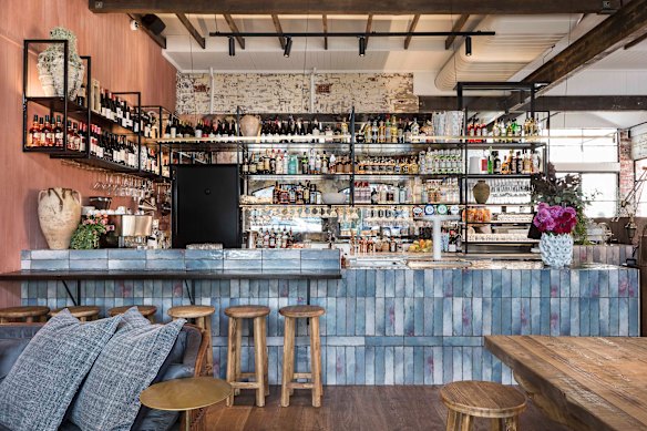 The urban dining area at Young’s Wine Rooms in Hawthorn East.