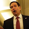 US Secretary of State Marco Rubio speaks to reporters on board his plane at Jaipur International Airport.