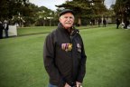 Leon van Erp wearing his father Frans’ service medals at the 2024 Perth Anzac Day dawn service in King’s Park.