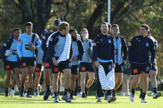 NSW players arrive at the Hale School in Scarborough for Friday’s training session.