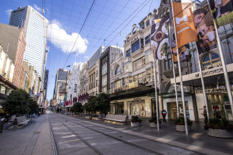 That empty feeling: Closed shops in the Melbourne CBD.