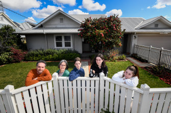 The DePaola family isolating in Shepparton: Mark, Amy, Tom, Alex and Zoe.