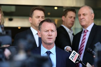 Pat Howard addressing media while working for Cricket Australia.