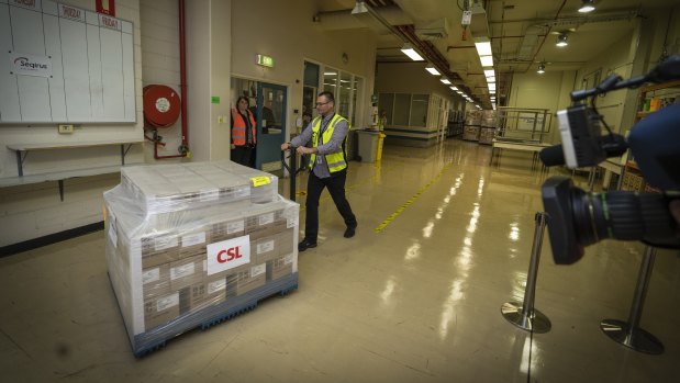 The first AstraZeneca doses left the CSL-Seqirus facility on Wednesday morning.