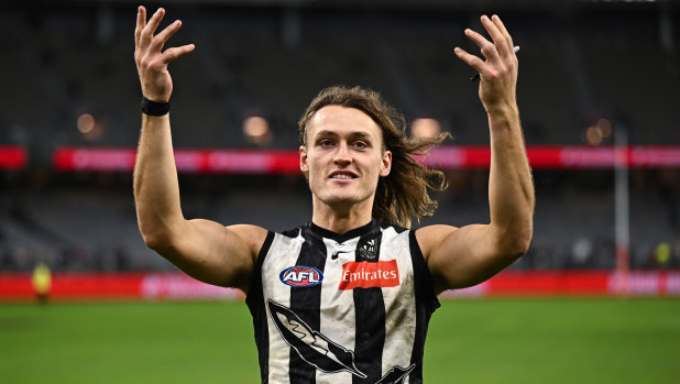 Magpies defender Darcy Moore is a candidate for the Collingwood captaincy.