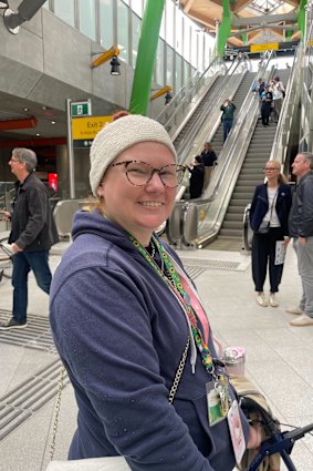 Catherine Beck says the access for her mobility walker is better at the new Metro Tunnel stations compared to Southern Cross Station. 