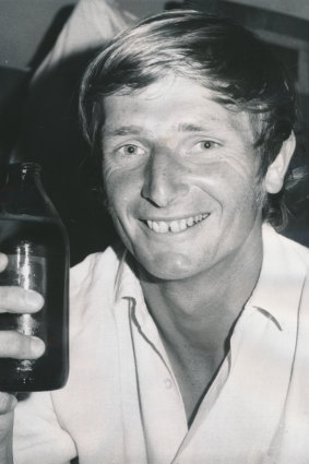 John Benaud after his century at the MCG.