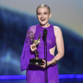 Julia Garner accepts the award for outstanding supporting actress in a drama series for Ozark.