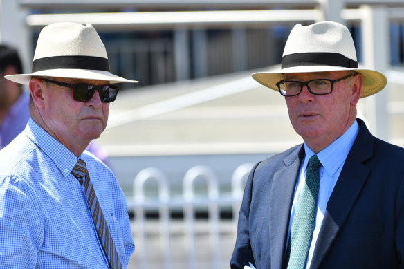 Racing Victoria's integrity boss Jamie Stier, right, pictured with chief steward Robert Cram.